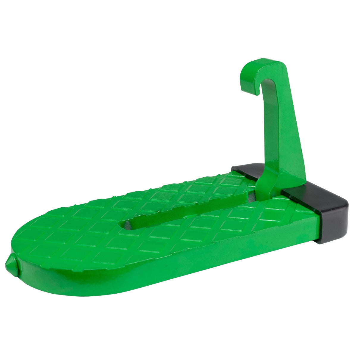 Green Type A car door step angled view of textured foot and upright handle