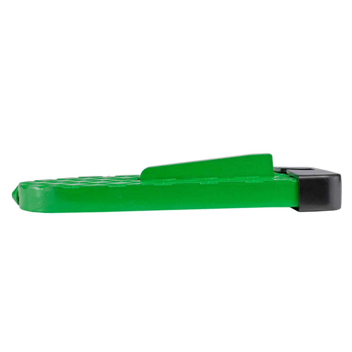Green Type A car door step low platform with upright handle and black base