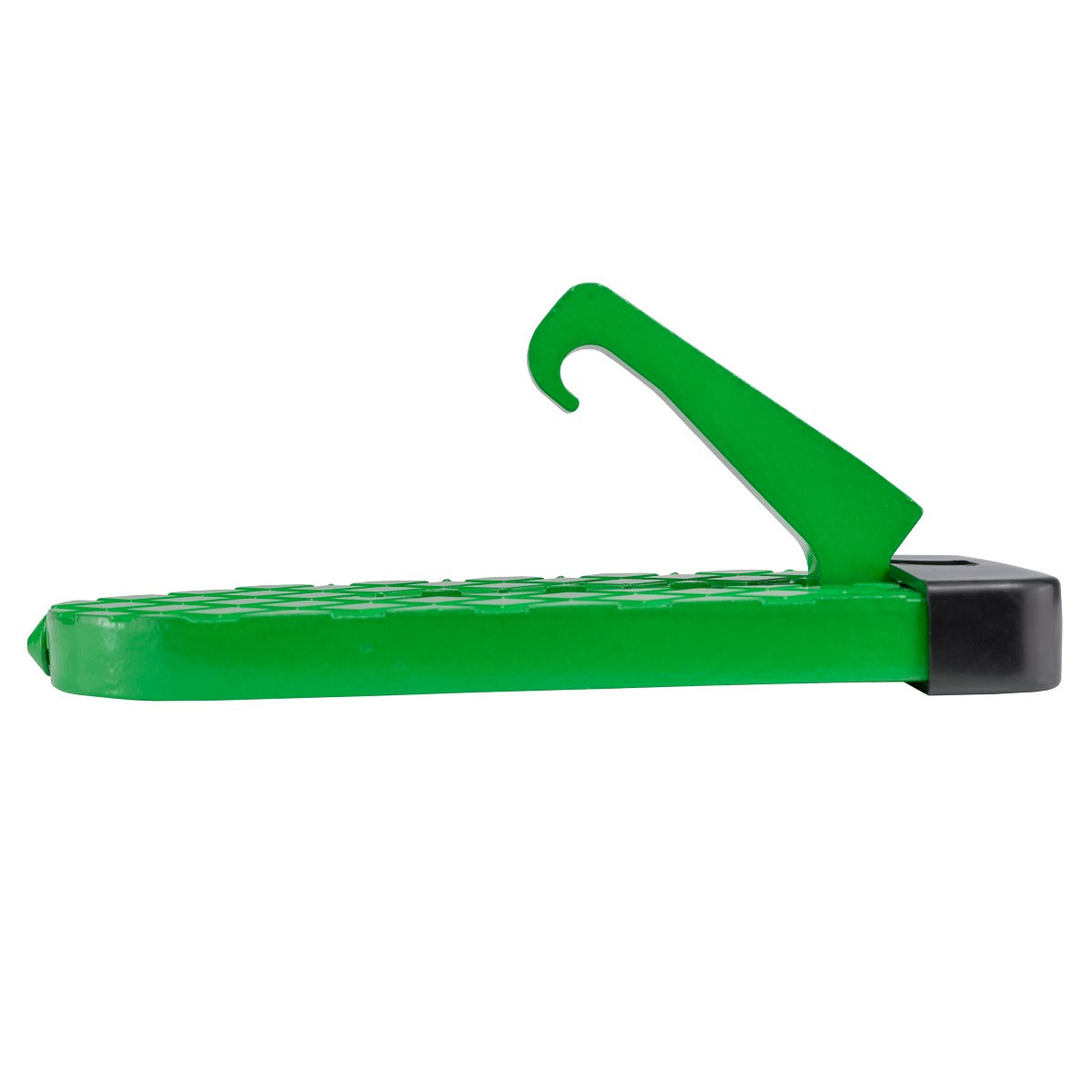 Green Type A car door step top view of ribbed textured foot and handle arch