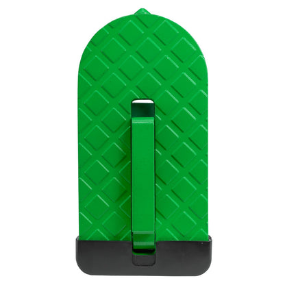 Green car door step Type A with non-slip tread and black mounting base