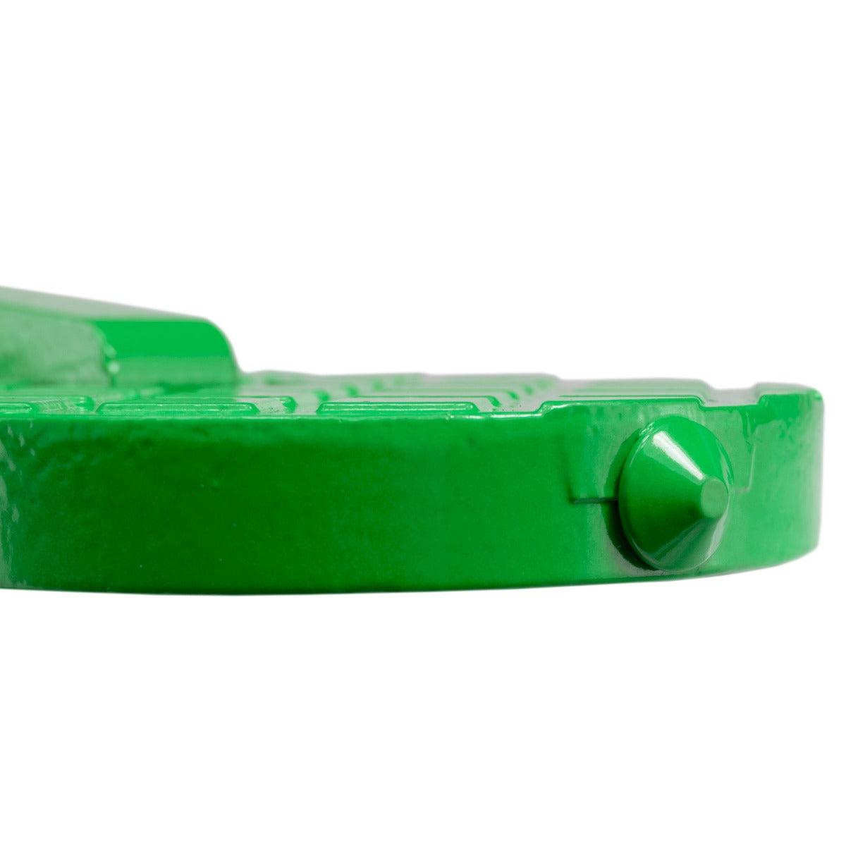 Green car door step Type A side view, black base and raised support tab