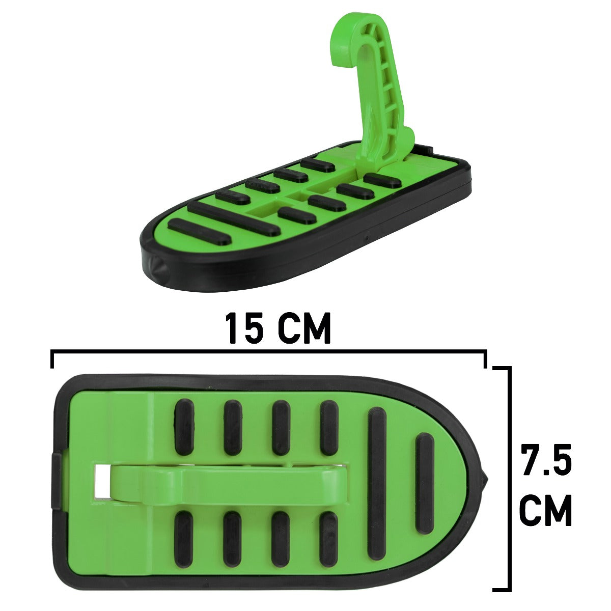 Green Car Door Step Type C, 15 cm long and 7.5 cm wide (shown with guide)