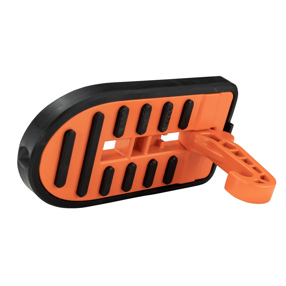 Orange Type C car door step side view with black non-slip grooves