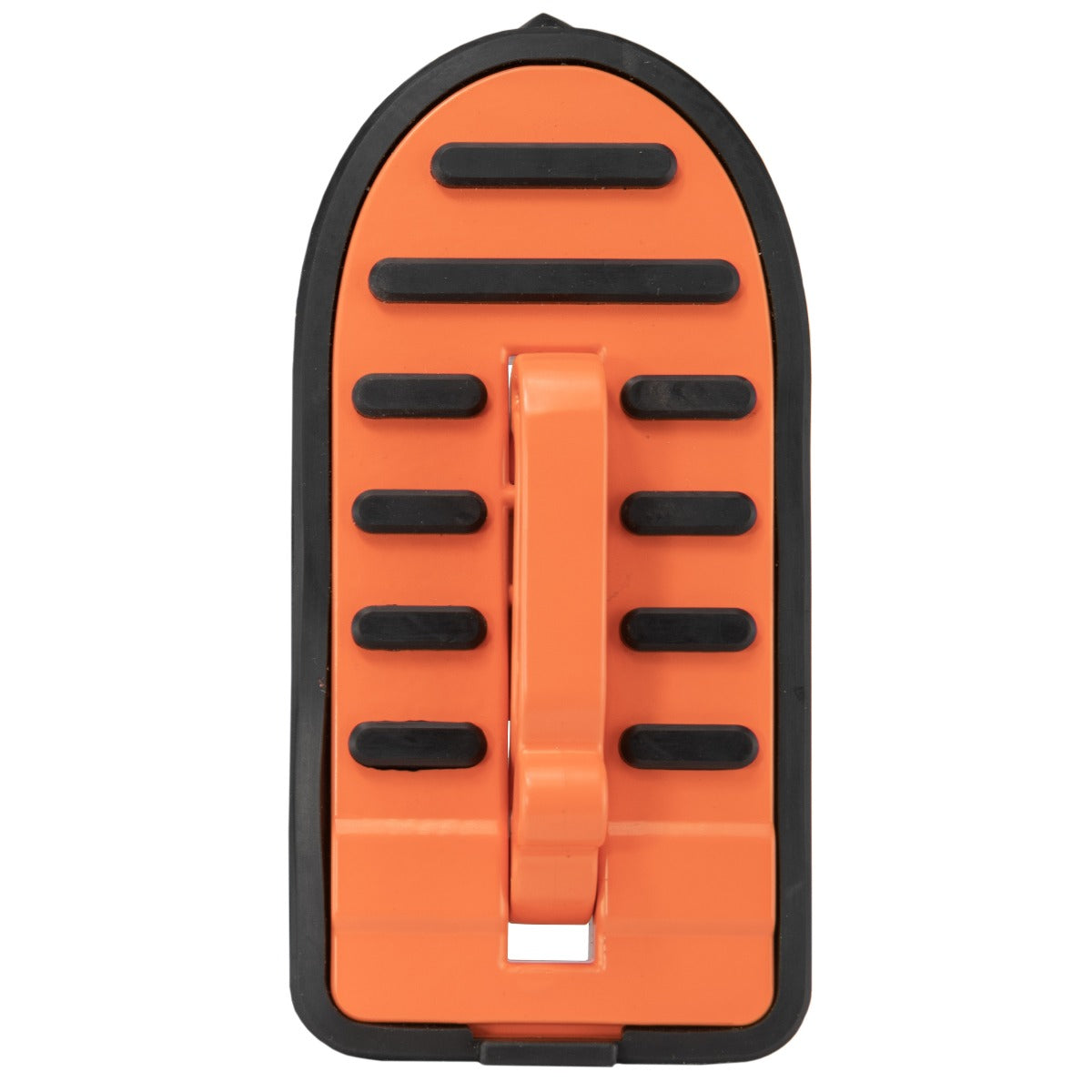 Orange Type C car door step with black tread in arched door-contact section