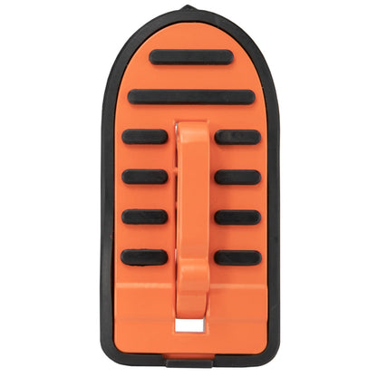 Orange Type C car door step with black tread in arched door-contact section