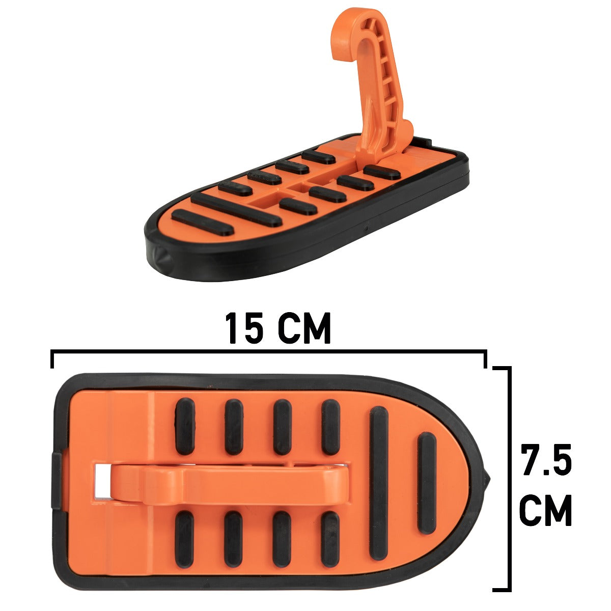 Orange and black car door step Type C, 15 cm length, anti-slip tread