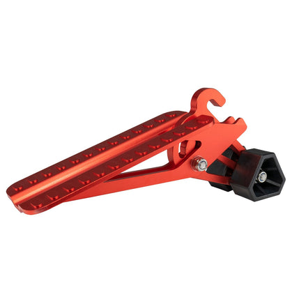 Orange Type D car door step with central bar and black hex mounting pads