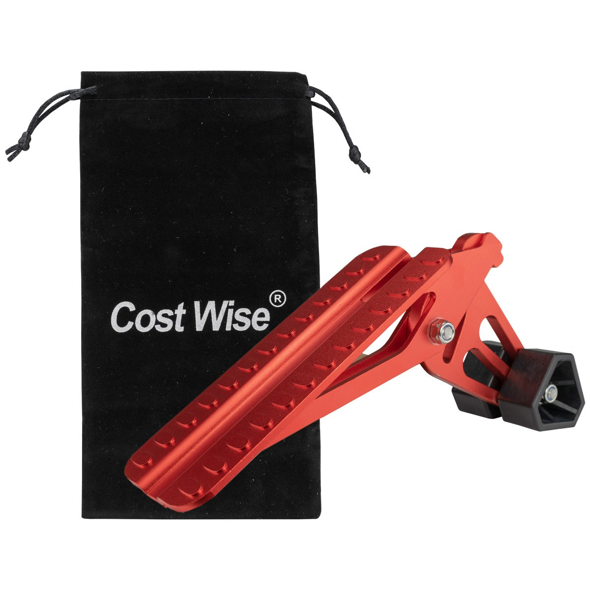 Orange Type D car door step with black mounting pads and storage pouch