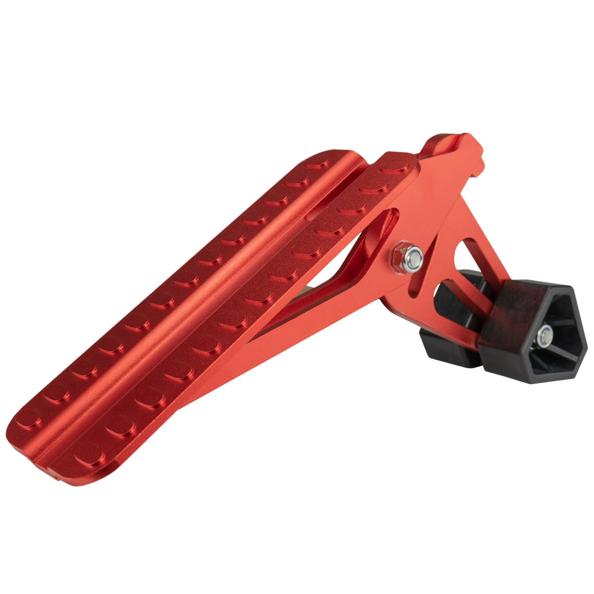 Car door step Type D in orange with studded grip and black mounting brackets