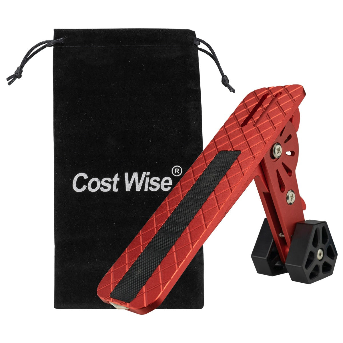 Orange car door step type E with black storage pouch and non-slip black grip pad