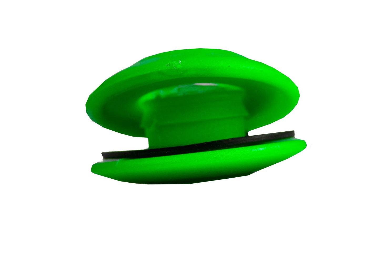 Green tarp eyelet with snap ring for fastening through the tarp