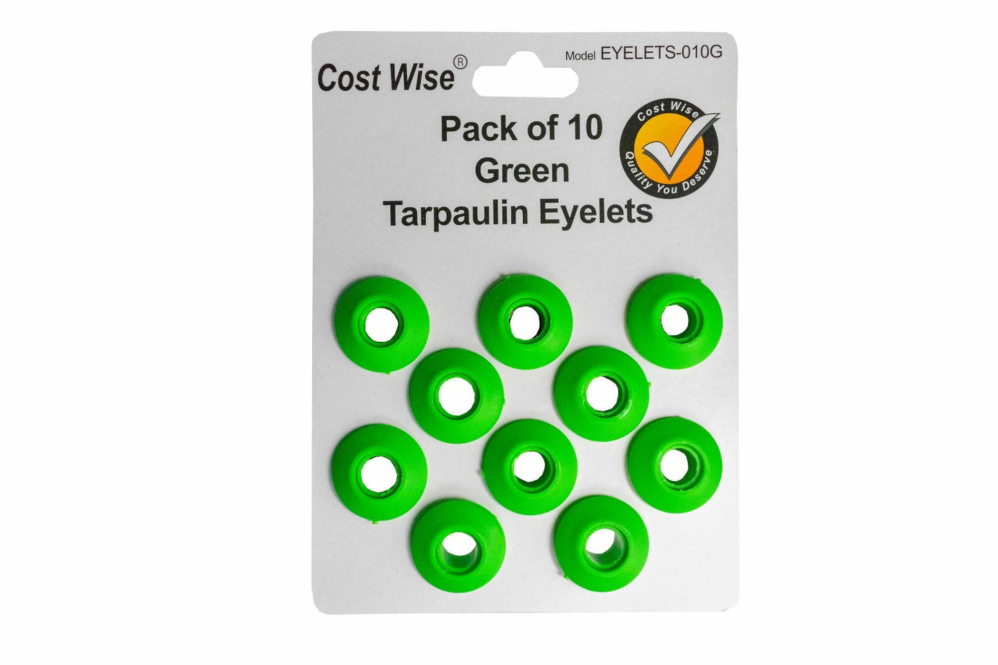 Tarp eyelets, pack of 10 green—round grommets for tarpaulin