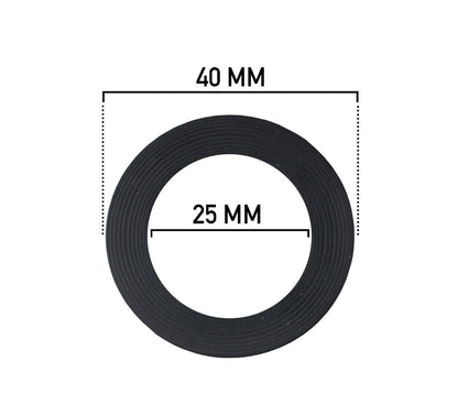 3/4" BSPF washer: 40 mm outer diameter, 25 mm inner diameter, black