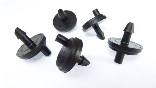 Black Agri drip Classic turbulent flow dripper, multiple top nozzles shown