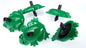 Frog drip irrigation dripper, green plastic with black inlet and outlets