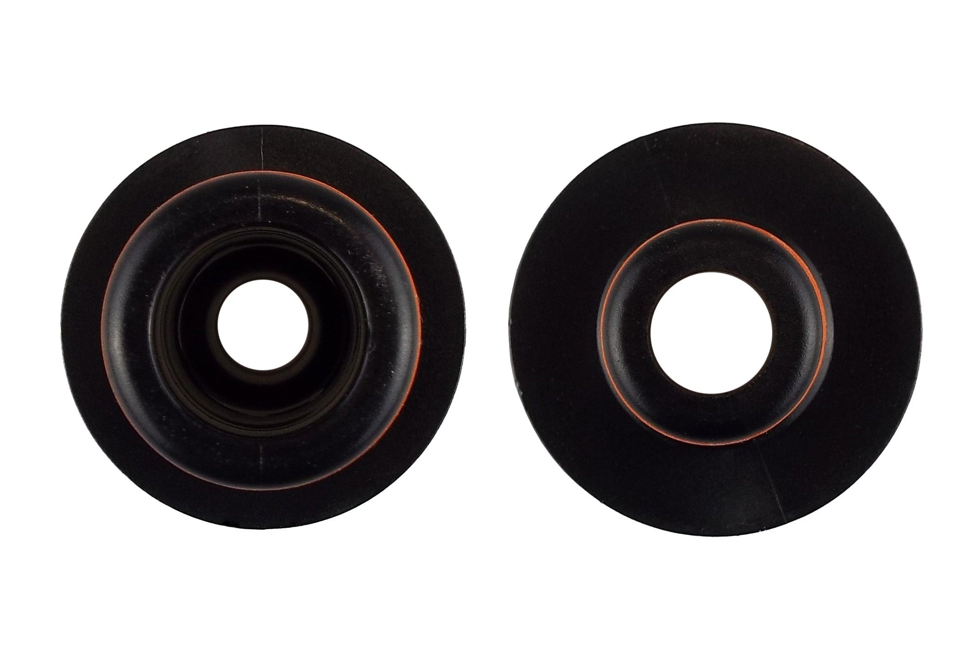 Two Way Adaptor end views, black face with orange seal ring