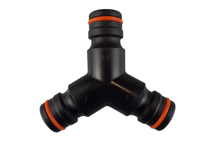 Three Way Splitter Max Flo, black/orange 3-way hose connector with push-fit ends