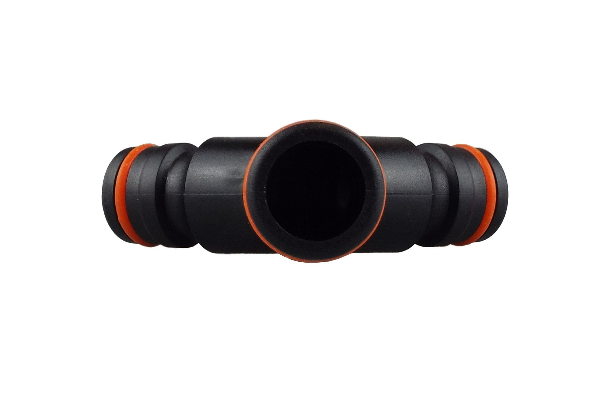 Three Way Splitter Max Flo, black/orange inline Y-connector with three ports