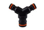 Three-way snap-on connector, black with orange rings