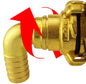 Brass swivel elbow hose fitting, 3/4 inch, with black O-ring seal