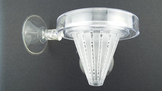 Aqua basket feeder: clear funnel with feeding basket and suction cup holder