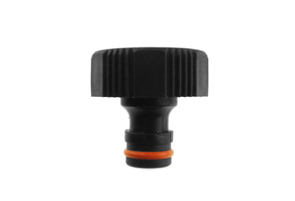 Female tap connector 3/4" BSPF black, ribbed grip and orange O-ring