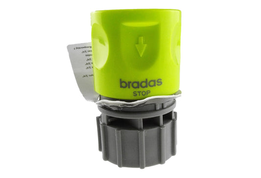 Lime green female hose connector with 3/4" BSPF thread and grey locking collar