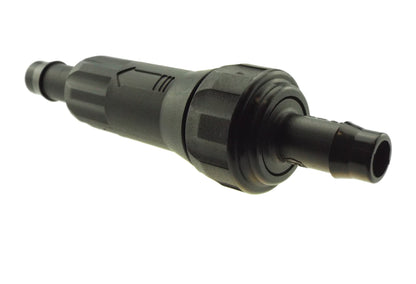 In-line filter 13mm, black plastic inline adapter with threaded collar