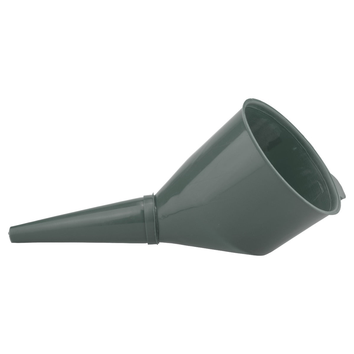 Gray angled fuel funnel profile with long spout and wide rim opening