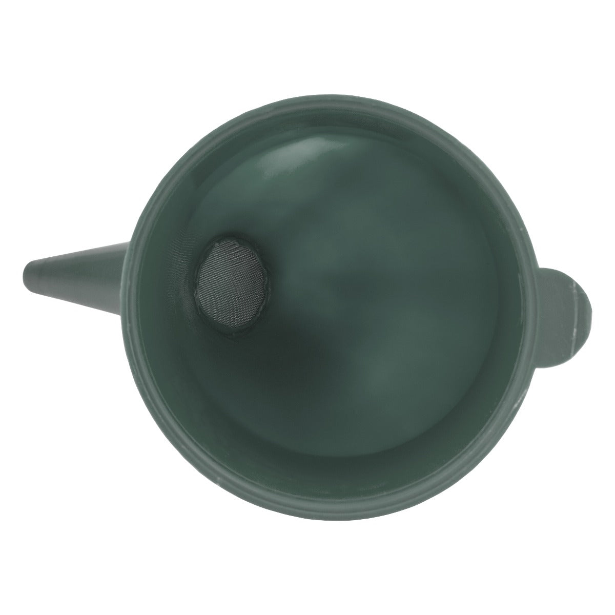 Fuel funnel filter mesh inside wide opening, gray angled funnel