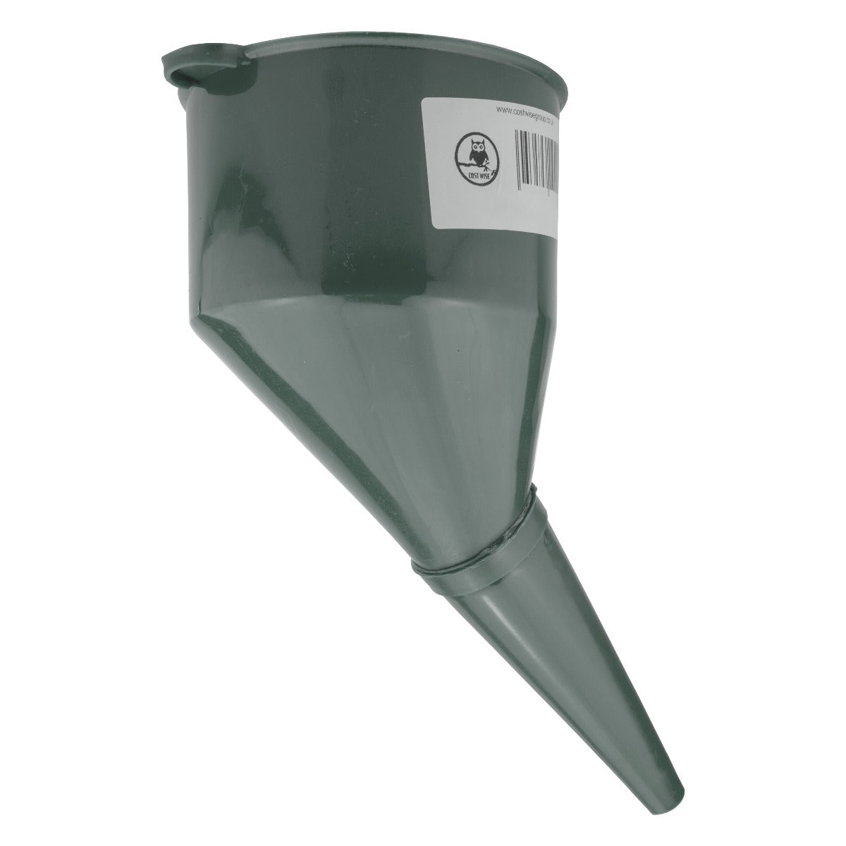 Angled fuel funnel with wide top and long spout, gray