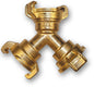 Claw Brass 3-way connector with claw grips and central outlet