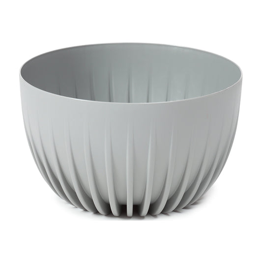 Mira Bowl Pot 300 mm, Einsatz mit Loch, grau – gerippte Schale mit breitem Rand