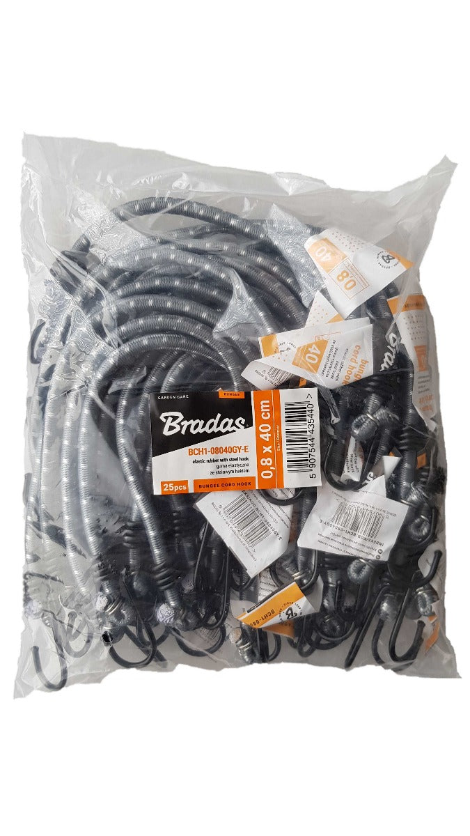 Metal bungee cord hook, 40 cm coiled spring set in plastic bag