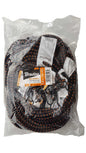100cm bungee cord with metal hooks, orange-and-black patterned rope, in sealed bag