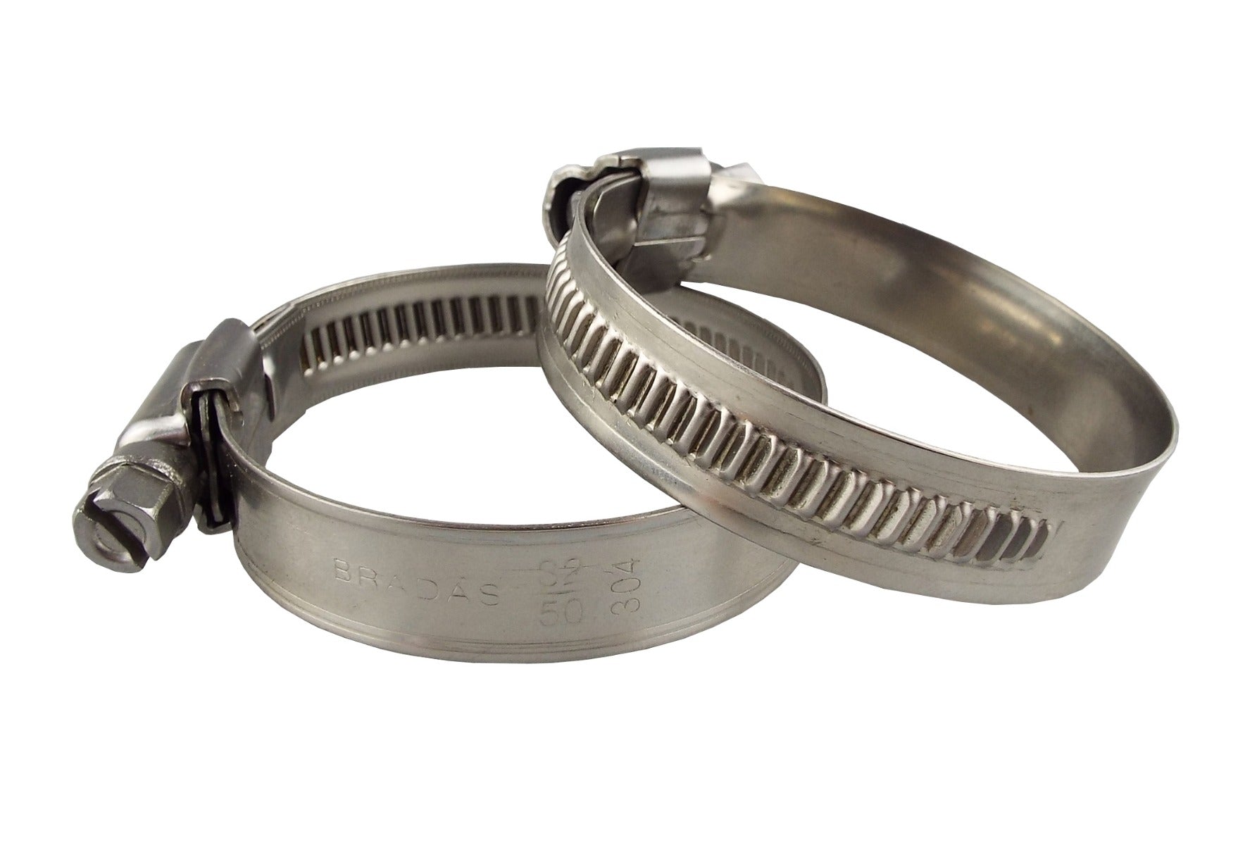 A4 stainless steel hose clip, adjustable band with screw housing, 40–60 mm