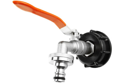 IBC-Kit 003C-Z: Ventilarmatur mit orangefarbenem Hebel und Schnellkupplung