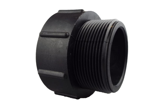 IBC Adapter S60X6 to 2" BSP, black plastic threaded coupling