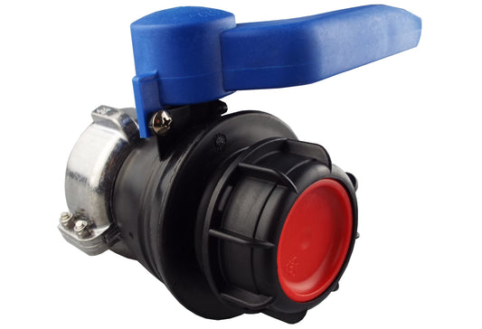 IBC Tankventil 75 mm Einlass mit rotem FKM-Dichtdeckel, S60x6