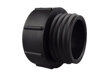 Black BSPF-style cap with ridged threads and recessed connector opening