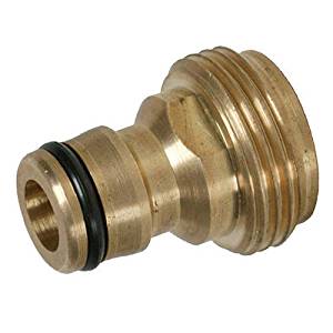 Brass tap connector snap-on male 3/4" BSPM with black rubber seal