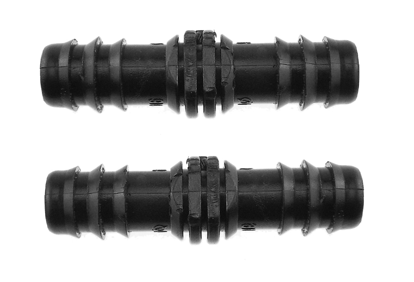 1/2" irrigation pipe joiner, black straight connector with two barbed ends