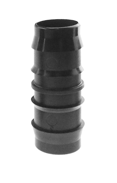 Antelco double barbed DB fitting joiner, black plastic, 19 mm