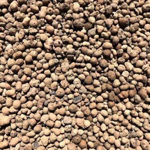 Expanded clay aggregate 4–8 mm, detailed light grey-brown pellet texture