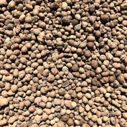 Expanded clay aggregate 4–8 mm, detailed light grey-brown pellet texture