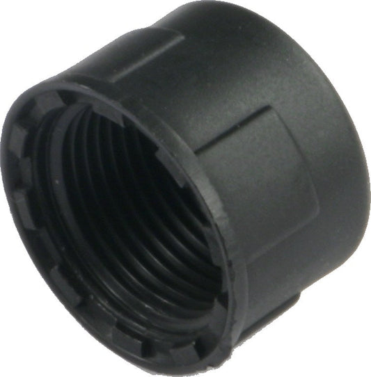 PP Cap 1/2" BSPF – schwarze Abschlusskappe mit Innengewinde