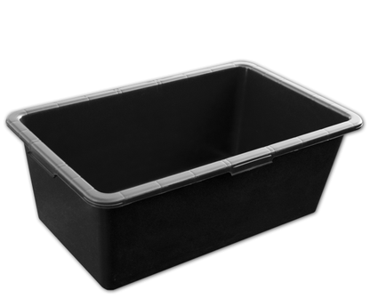 Mixing Tub 90L black plastic tub with squared edges and clear rim