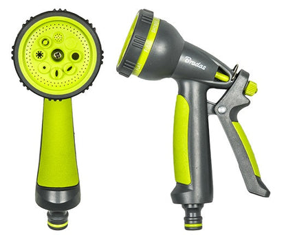 Lime and gray water sprayer gun with multi adjustable spray head