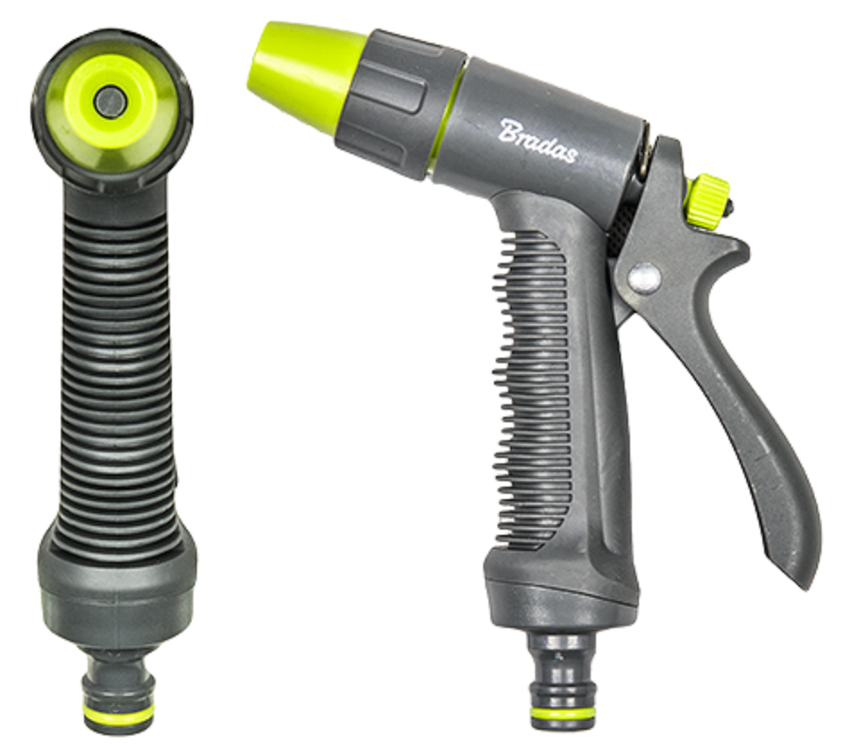 Wasserspritzpistole für Gartenschlauch, Limette, grau, verstellbare Düse