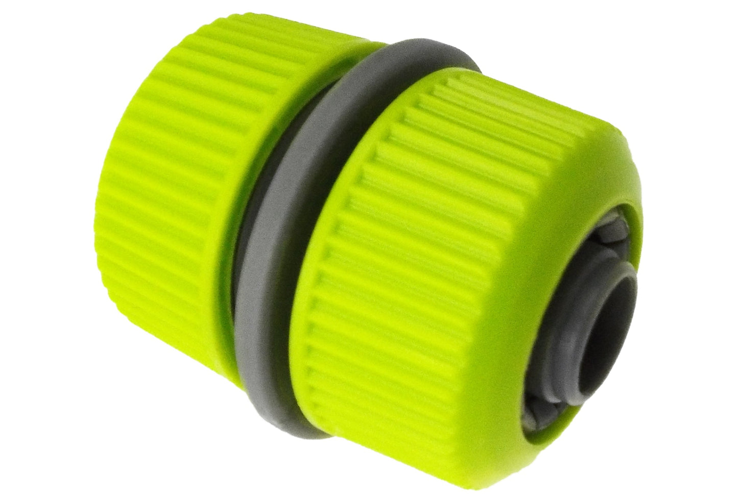 Hose Mender 1/2" Lime end view with lime grip sleeve and dark rubber insert